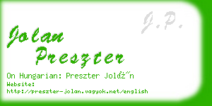 jolan preszter business card